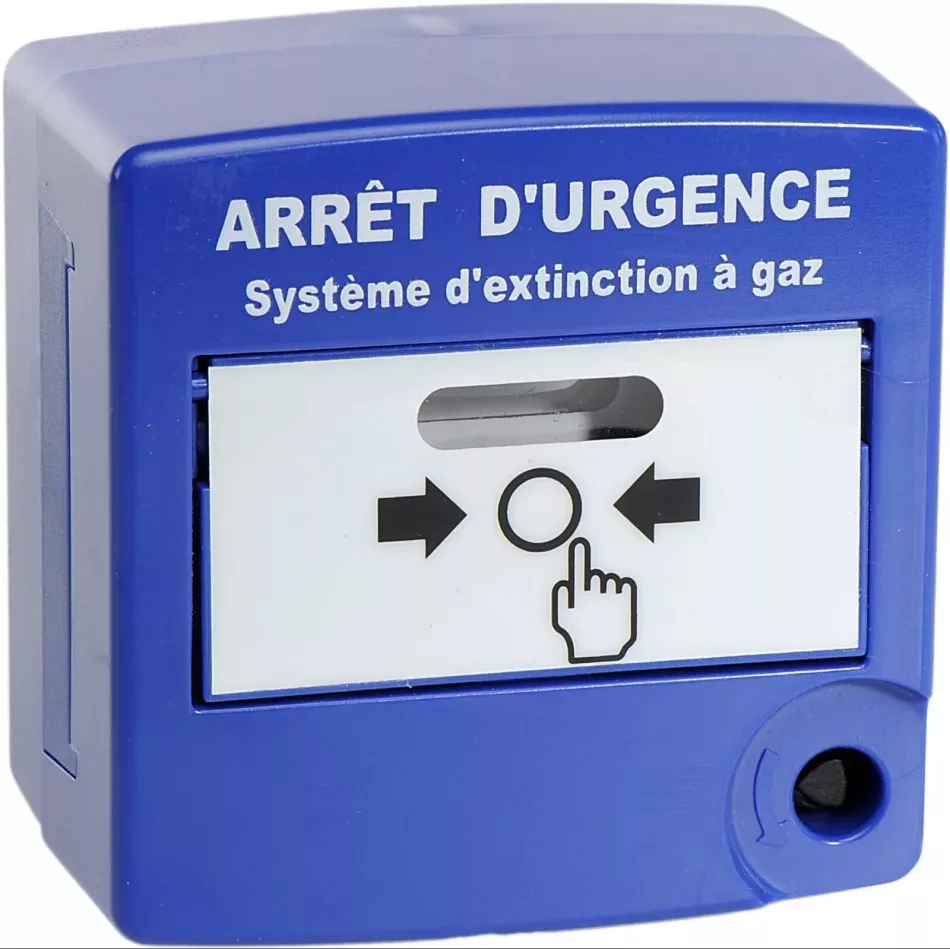 DM double action d'arrêt d'urgence bleu  - double contact